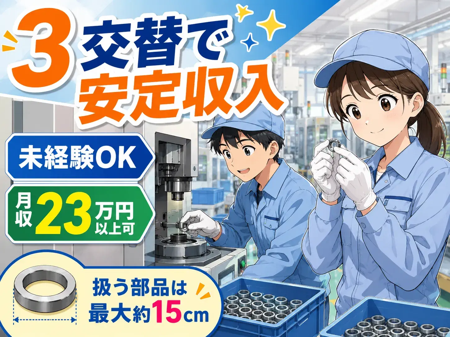 小型自動車部品の製造・検査／3交替の画像