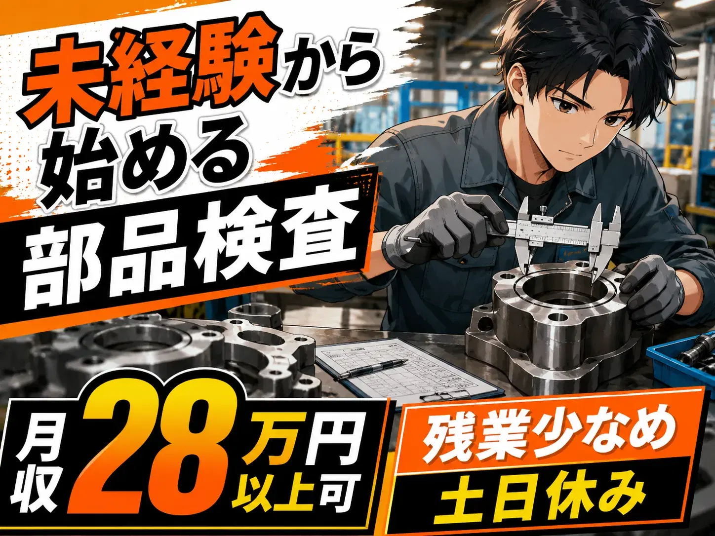 製造スタッフ／金属部品の検査・仕上げ／2交替の画像