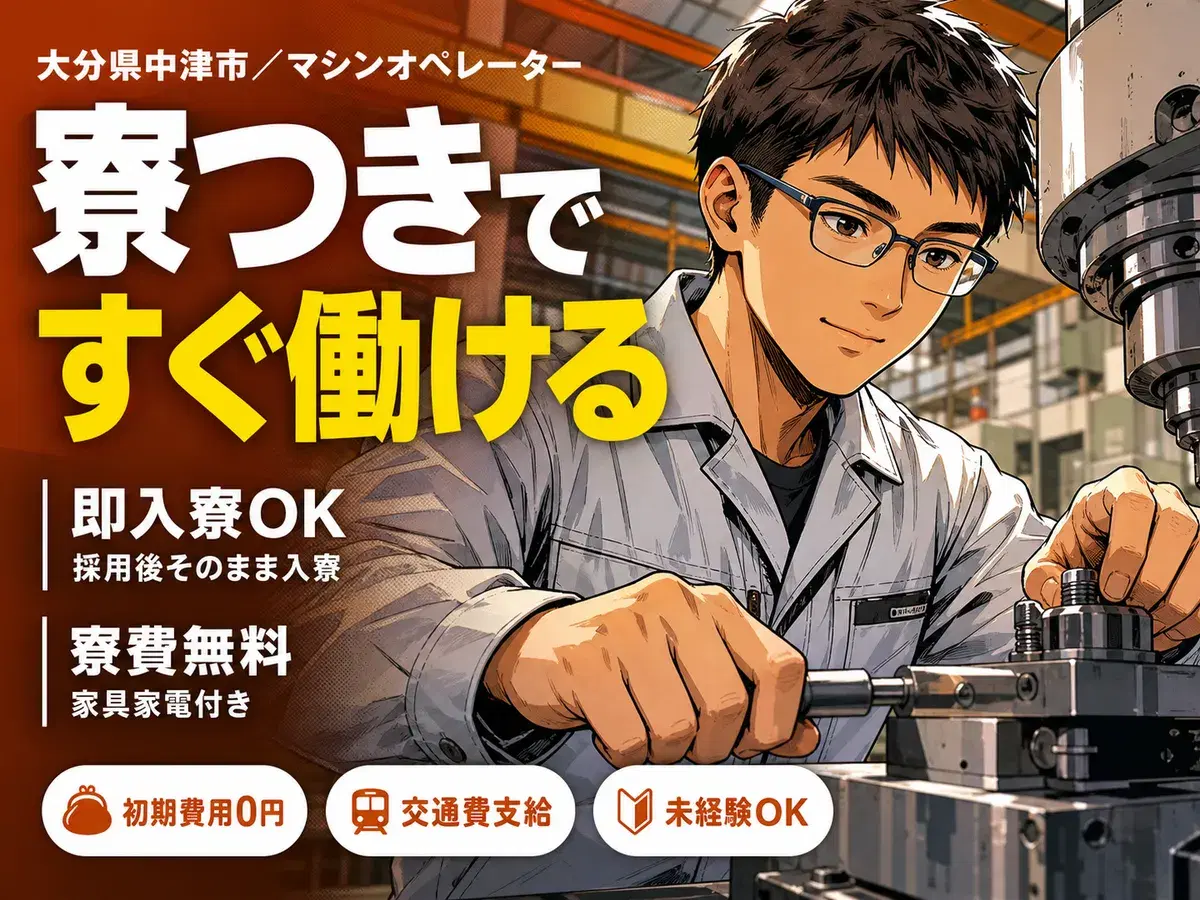 <大分県×寮付き求人>マシンオペレーター・検品・検査!時給1300円~!の画像