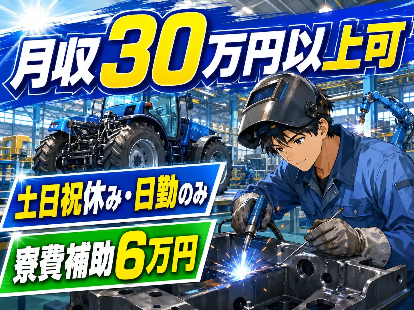 大型トラクター部品の溶接スタッフ／日勤／経験者募集
