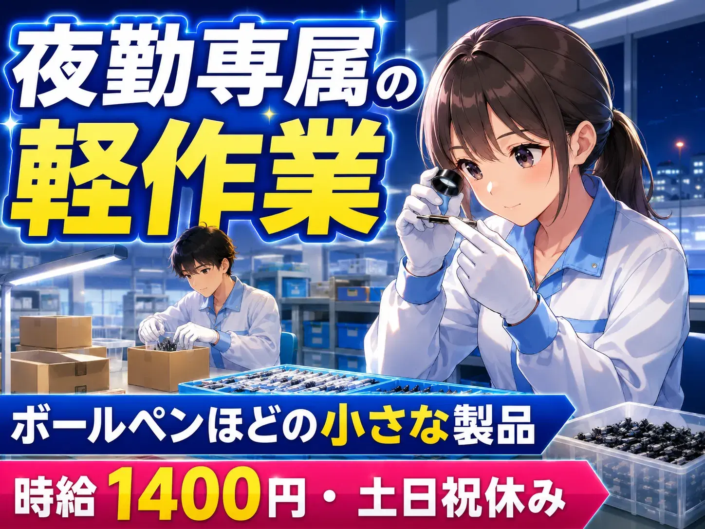軽作業スタッフ／検査・梱包／夜勤専属の画像