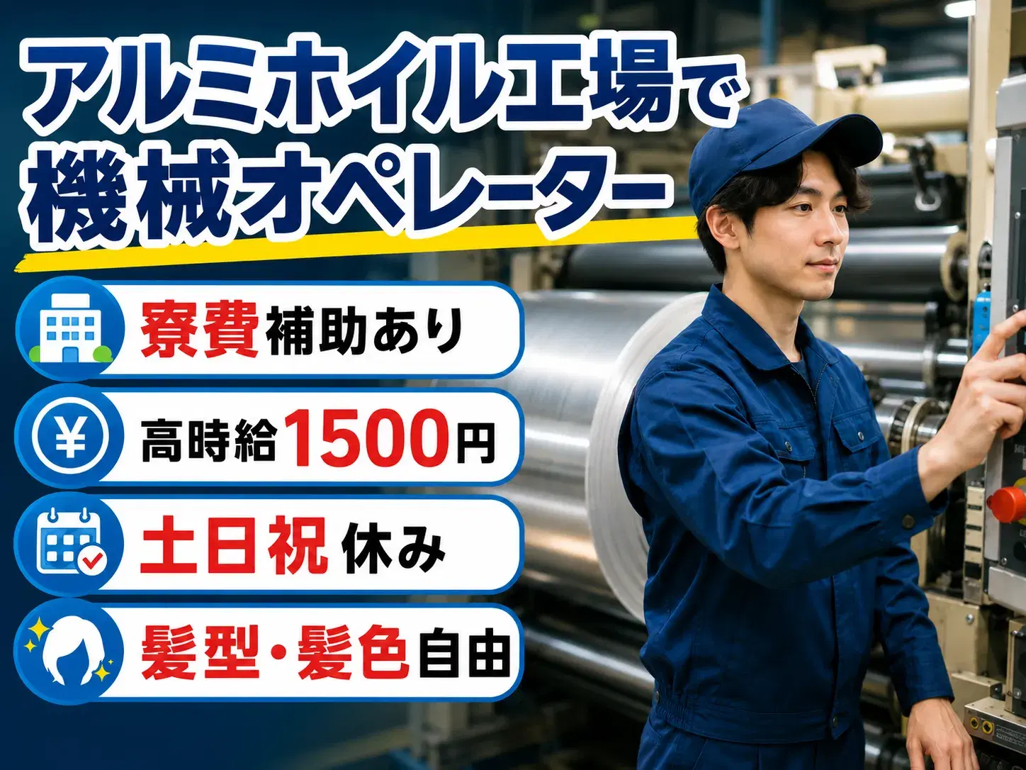 アルミホイルの製造スタッフ／寮完備・四街道駅近くの画像