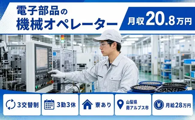 イチから覚えられる◎電子部品の機械オペレーター<山梨県南アルプス市>未経験OKの画像