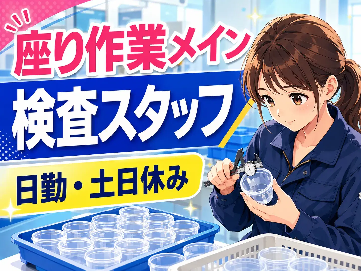 プラスチック容器の検査スタッフ/座り作業メイン/日勤の画像