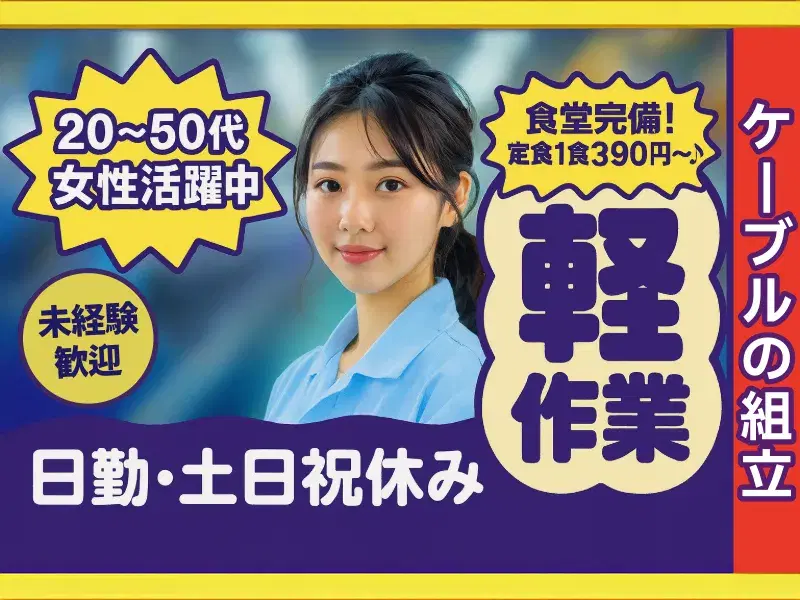 【日勤&土日祝休み】ケーブルの組立・検査・梱包！年間休日121日☆格安食堂完備♪の画像
