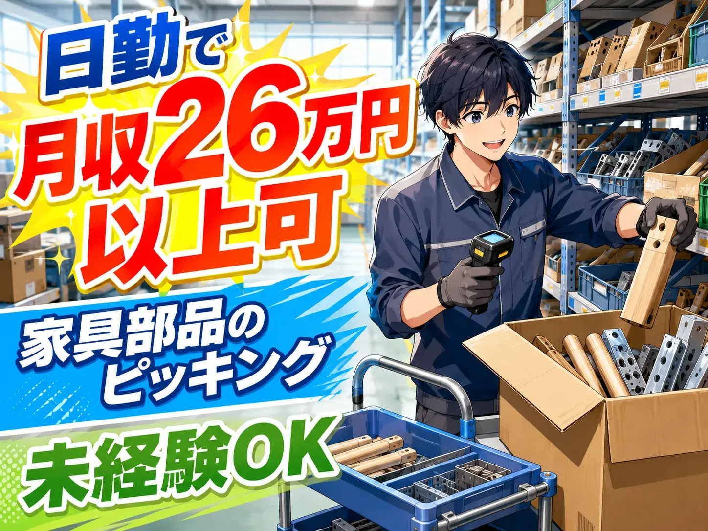 倉庫内作業／家具部品のピッキング／日勤／大手メーカーの画像
