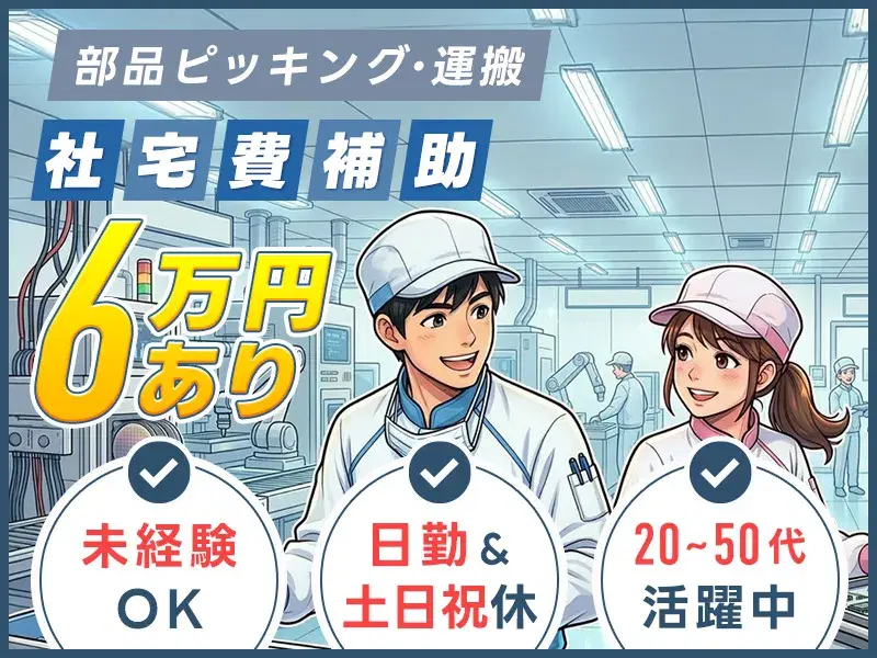 大人気！日勤&土日祝休み★半導体部品のピッキングや運搬など◎社宅費補助あり♪未経験OK！ミドル世代も活躍中◎の画像