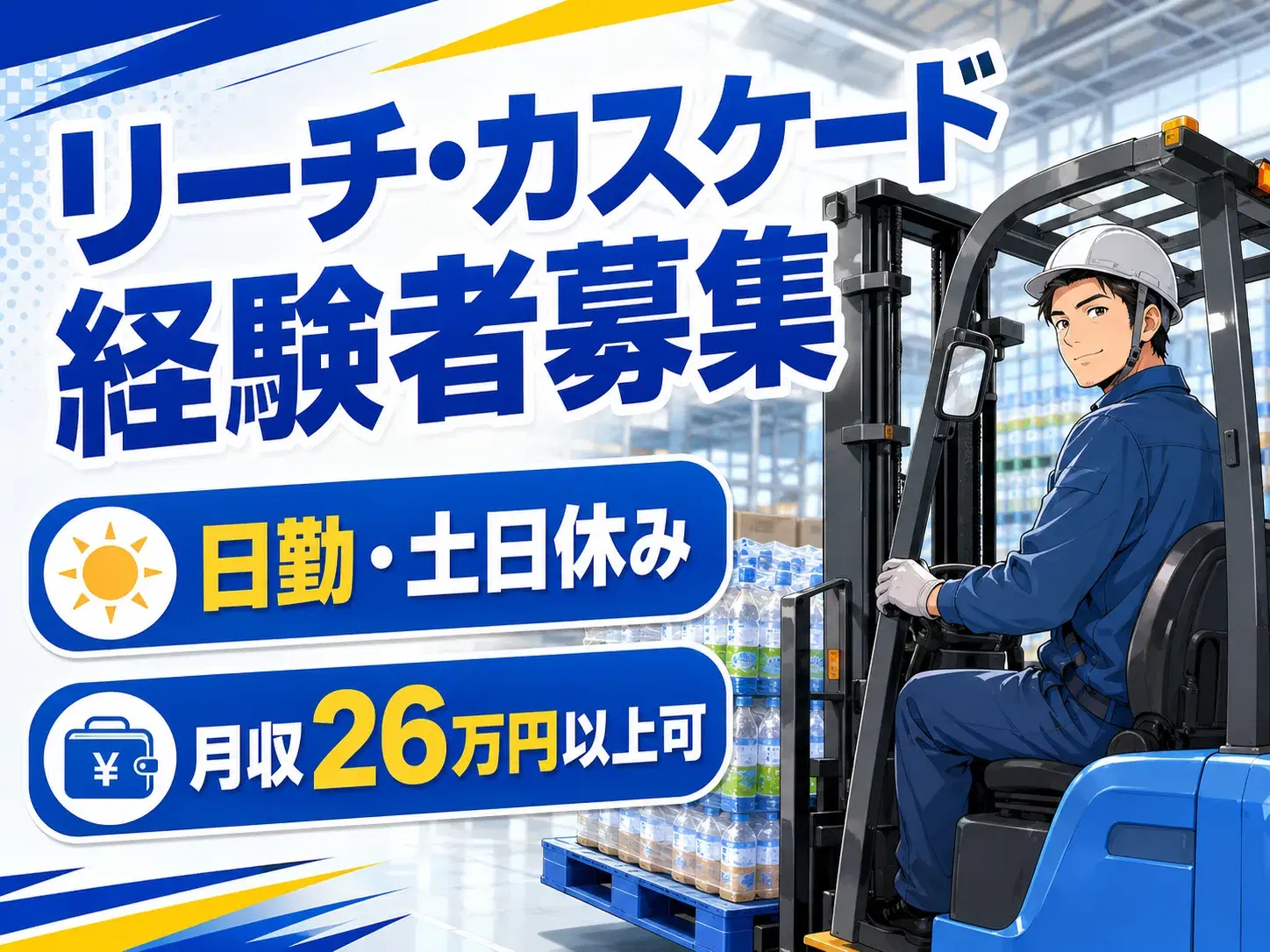 フォークリフト作業員／飲料資材の荷受け・運搬／日勤／実務経験1年以上必須の画像