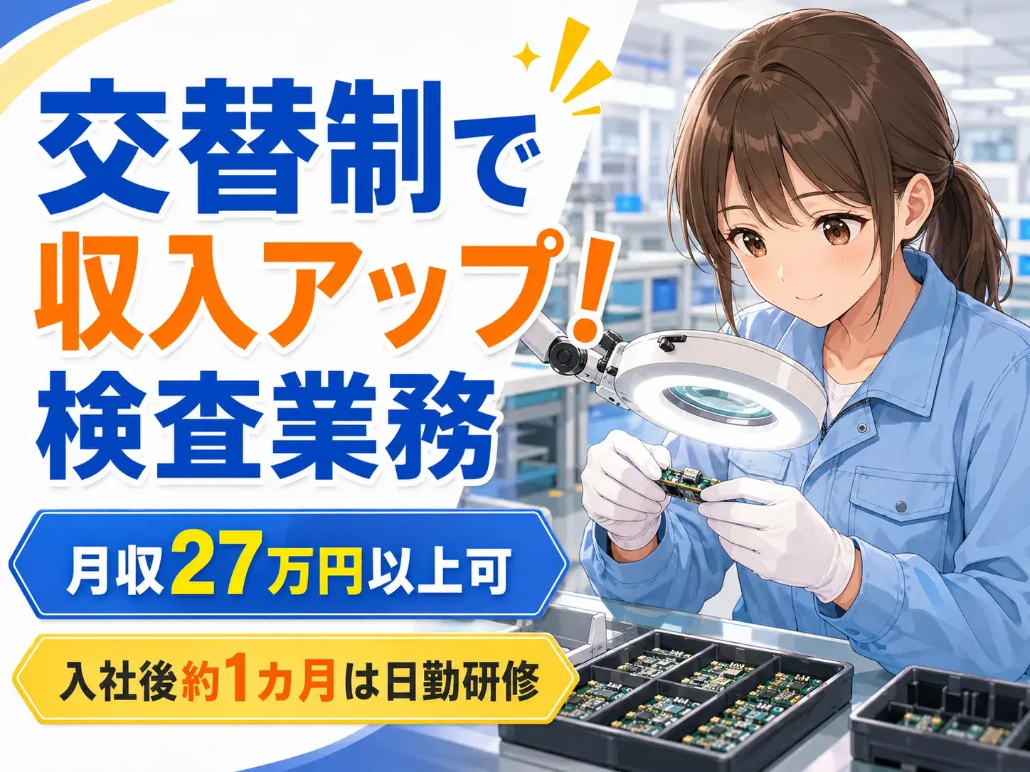 電子部品検査／3交替／未経験可の画像