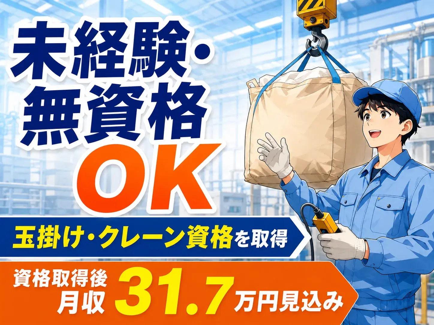 材料運搬・投入スタッフ／2交替／資格取得支援ありの画像