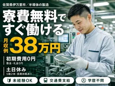 <佐賀県>電子機器の半導体製造スタッフ|月収例38万円・寮完備の画像