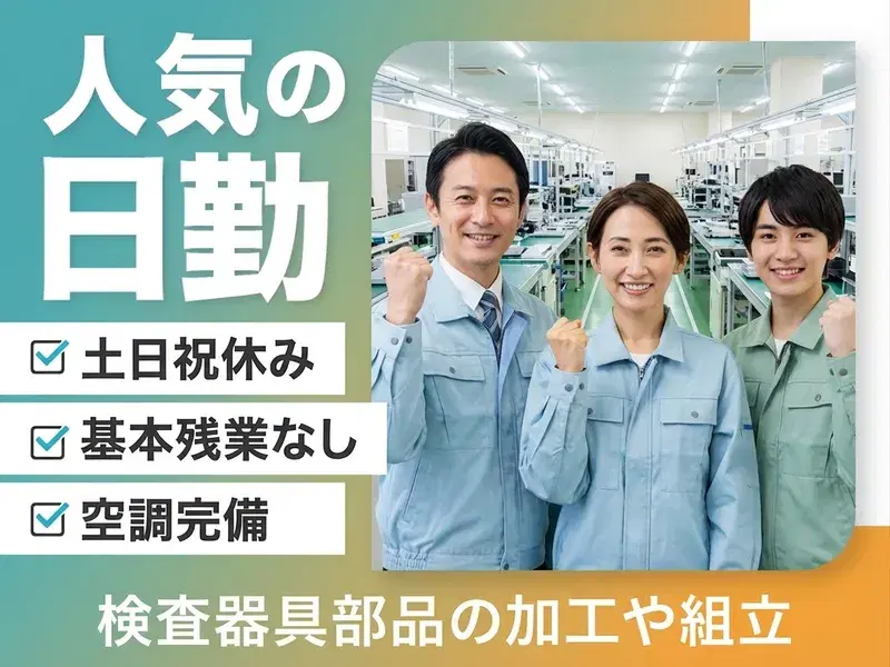 【日勤&土日祝休み】検査器具部品の加工や組立!基本残業なし♪空調完備で快適◎経験が活かせる!の画像