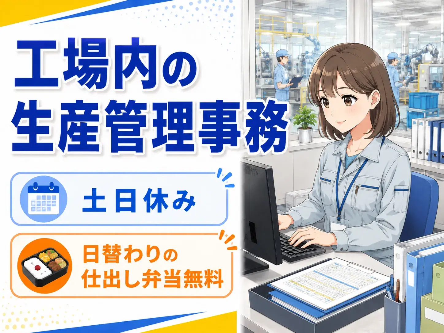 工場内の生産管理事務/入力・書類作成/日勤