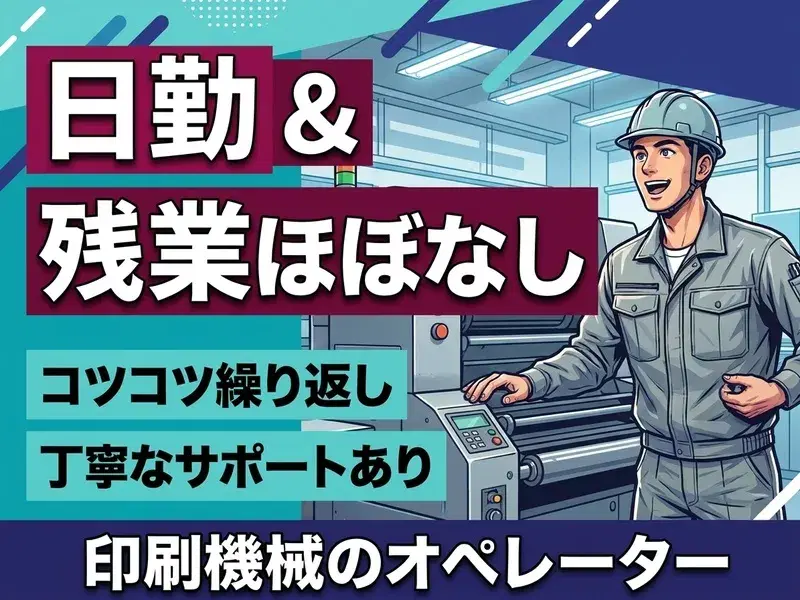 【日勤&残業ほぼなし!】コツコツ繰り返し☆印刷機械のオペレーター♪年休126日!の画像