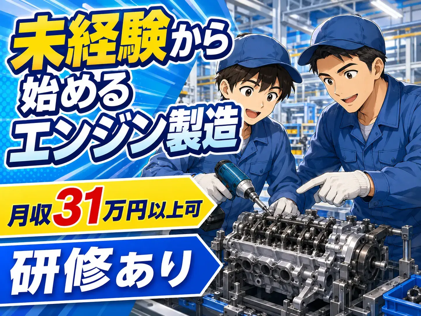 機械オペレーター/エンジン部品加工/2交替/寮費補助ありの画像