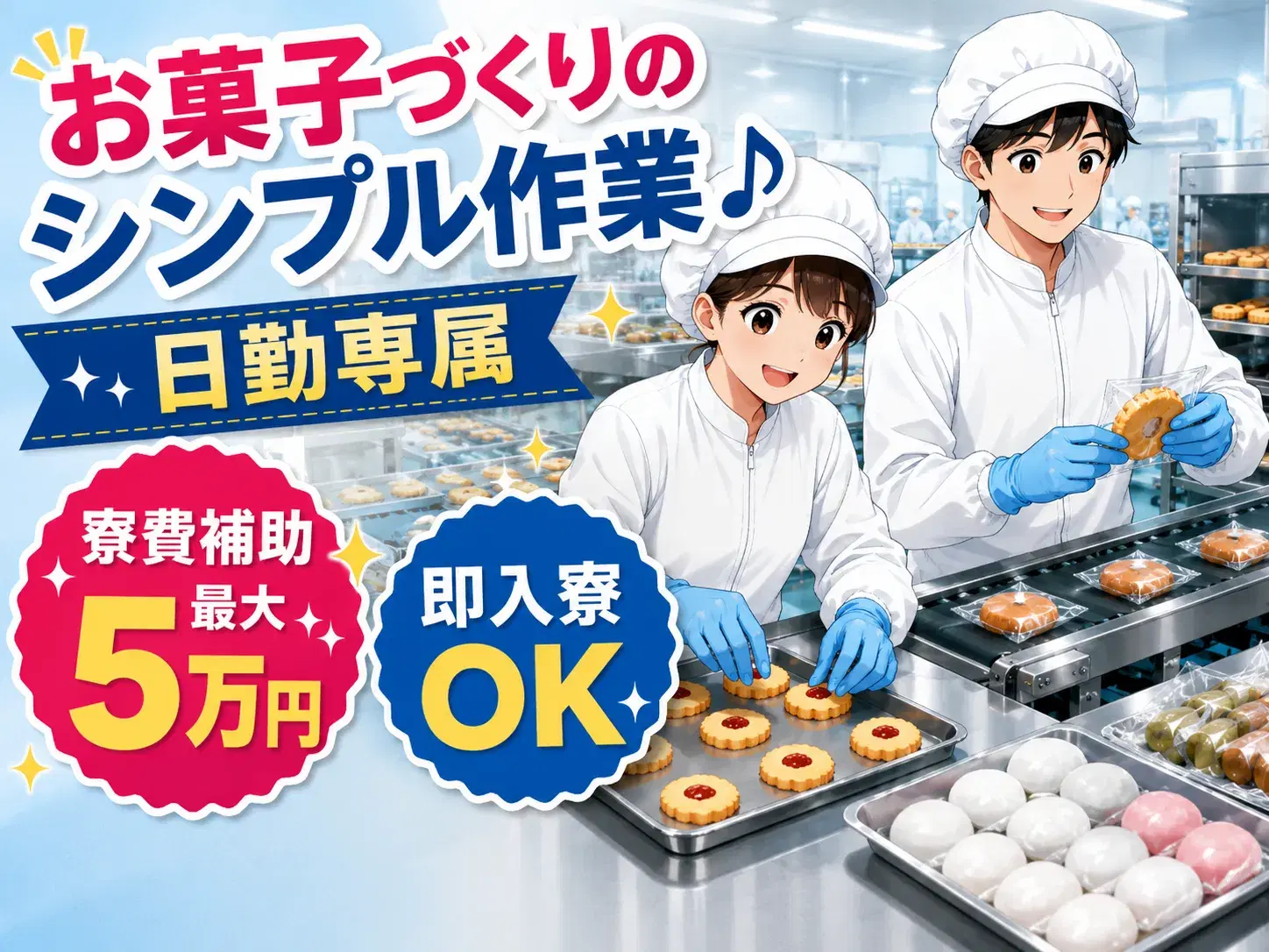 洋菓子・和菓子の製造スタッフ/夜勤専属